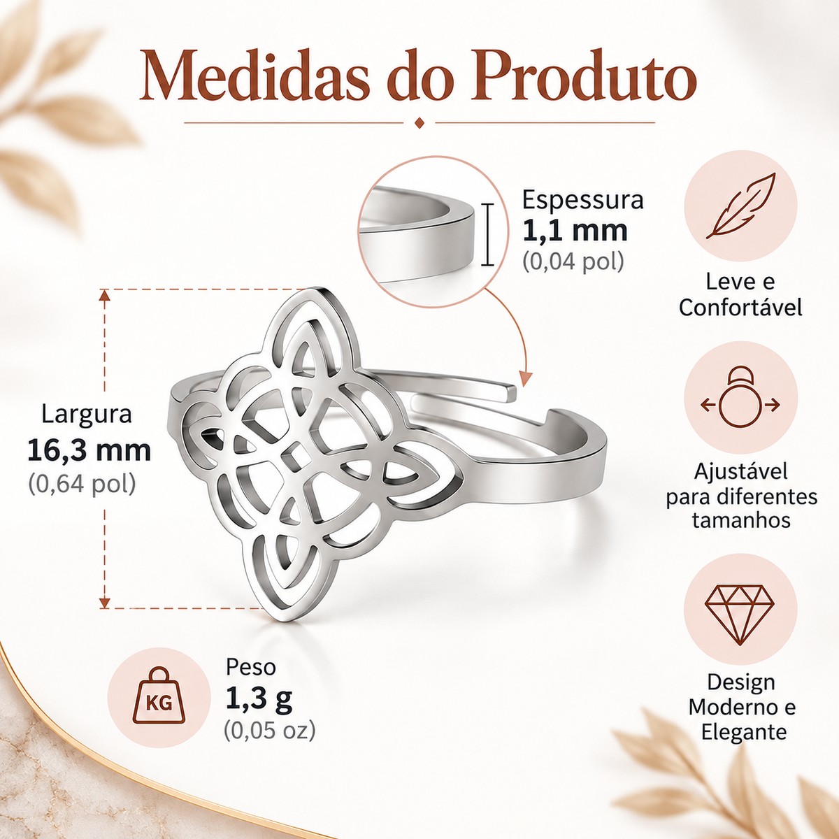 Anel Nó da Bruxa de Aço Inoxidável - Proteção Energética e Espiritual