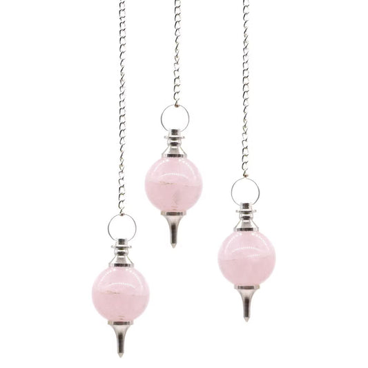 Rose Quartz Pendulum with Silver Wire