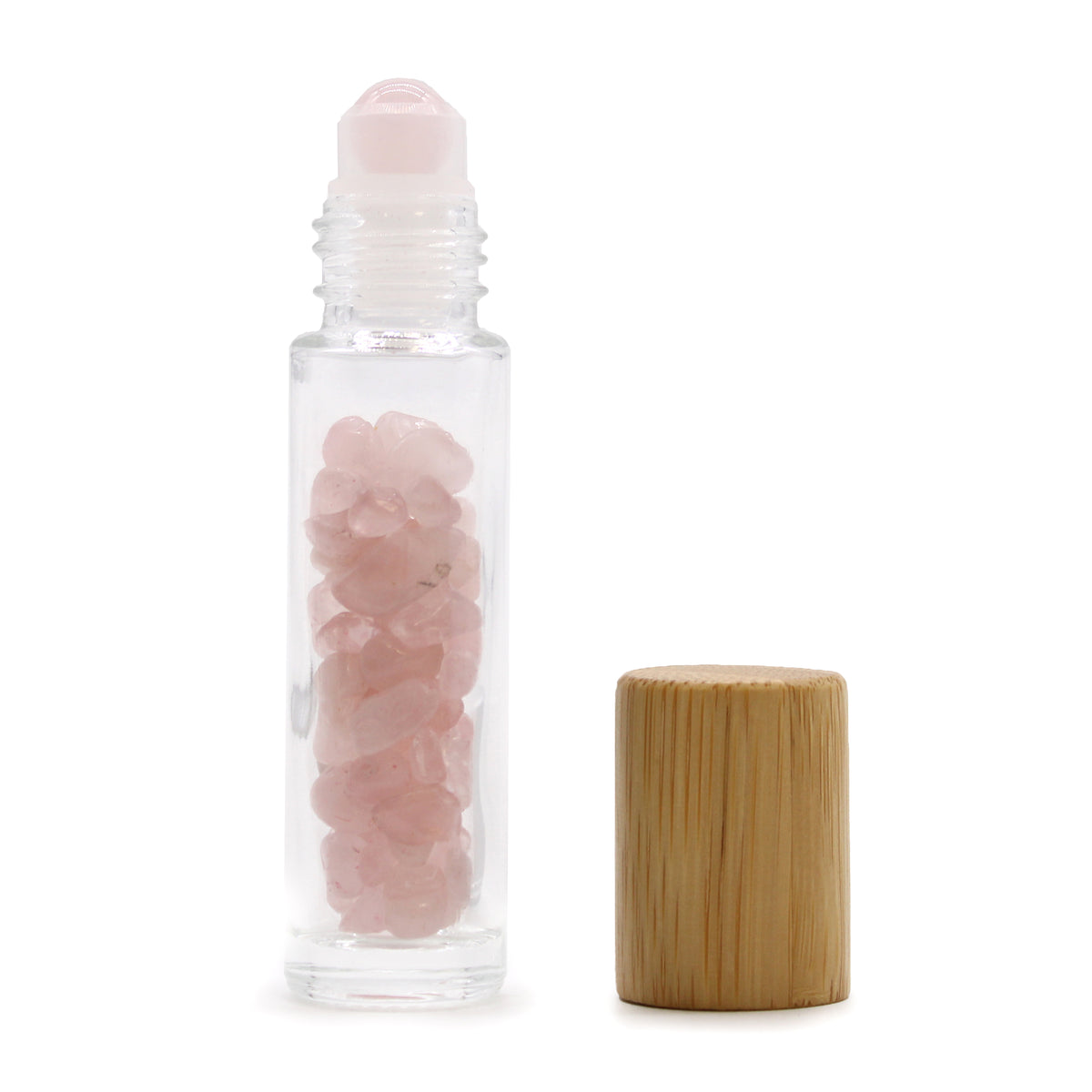 Frasco Roll-On com Cristais de Quartzo-Rosa