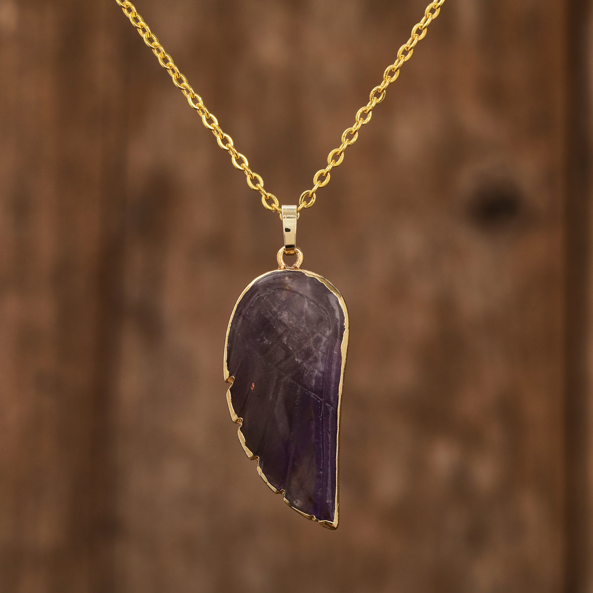 18K Gold Plated Angel Wing Natural Stone Necklaces