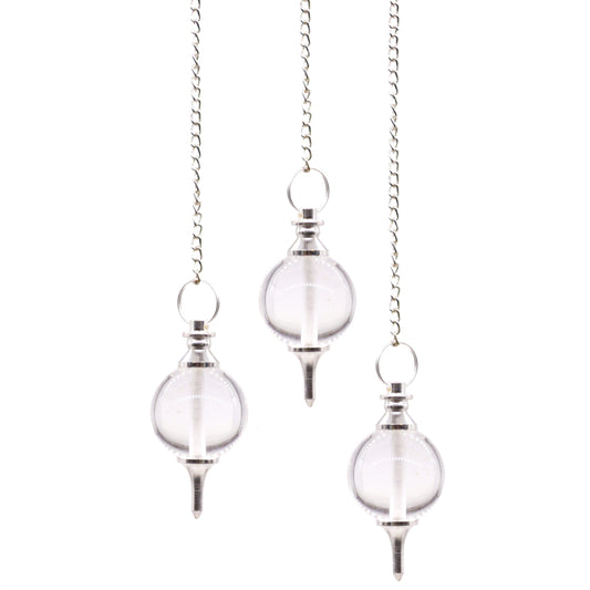 Crystal Quartz Pendulum with Silver Wire
